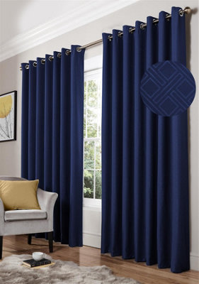 Amond Eyelet Ring Top Curtains Blue 228cm x 183cm