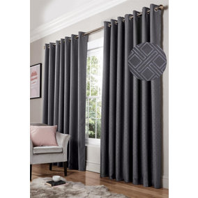 Amond Eyelet Ring Top Curtains Charcoal 117cm x 137cm