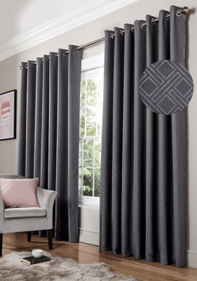 Amond Eyelet Ring Top Curtains Charcoal 167cm x 137cm