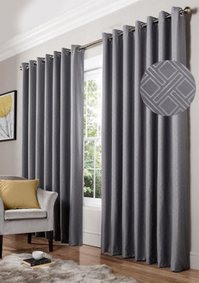 Amond Eyelet Ring Top Curtains Silver 117cm x 137cm