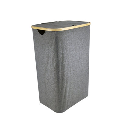 AMOS 100L Square Laundry Basket with Lid - Grey