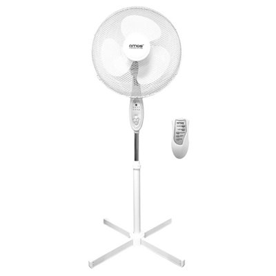 AMOS 16 Inch Pedestal Fan with Remote Oscillating Control 3-speed Settings Adjustable Height Portable Indoor Cooling Solution
