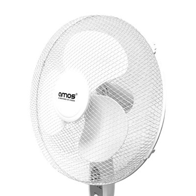 AMOS 16'' Oscillating Pedestal Fan with Remote, 3 Speed Control, Timer, 3 Pin Plug, Adjustable Height, Standing Extendable Cooling