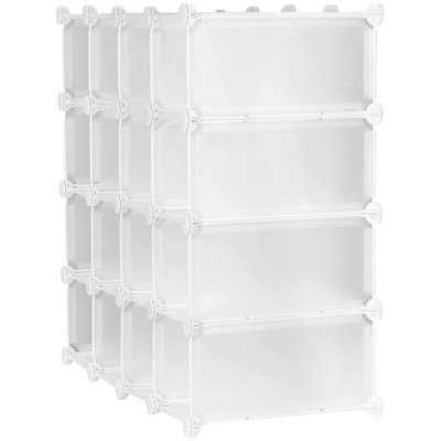 AMOS 16 Pair Interlocking Cube Shoe Storage Rack Organiser with ...