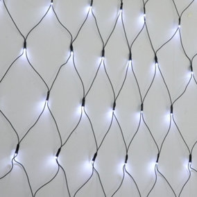 AMOS 180 LED Battery Powered Christmas Net Lights Cool White with Memory Function Timer