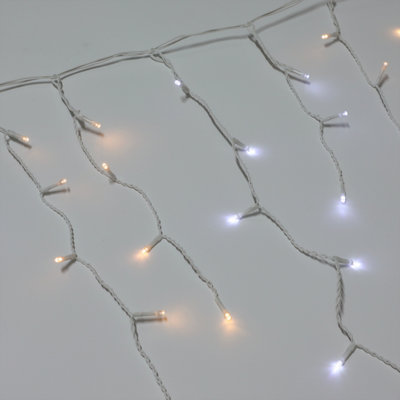 AMOS 200 LED Battery Powered Christmas Icicle Lights In Cool White & Warm White with Memory Function Timer