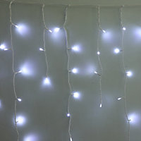 AMOS 200 LED Battery Powered Christmas Icicle Lights In White with Memory Function Timer