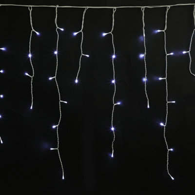 AMOS 200 LED Battery Powered Christmas Icicle Lights In White with Memory Function Timer