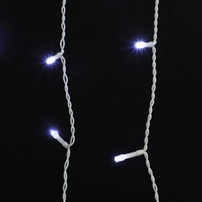 AMOS 200 LED Battery Powered Christmas Icicle Lights In White with Memory Function Timer