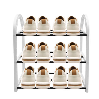 AMOS 3-tier Mini Shoe Rack Organiser - White & Black
