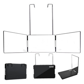 AMOS 3 Way Mirror, 360 Degree View Trifold Mirror Includes Telescopic Hooks, Adjustable Height