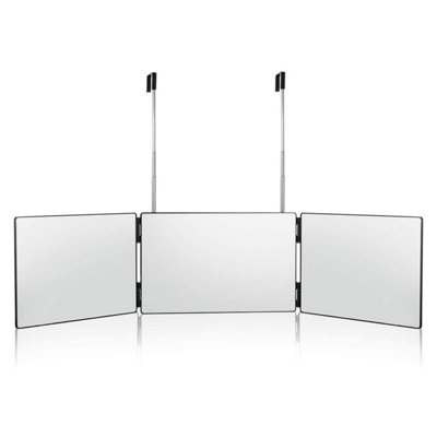 AMOS 3 Way Mirror, 360 Degree View Trifold Mirror Includes Telescopic Hooks, Adjustable Height