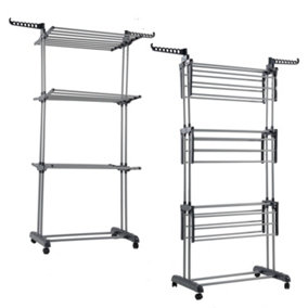 AMOS Clothes Rack 4-Tier Foldable Drying Stand with Wheels Indoor & Outdoor