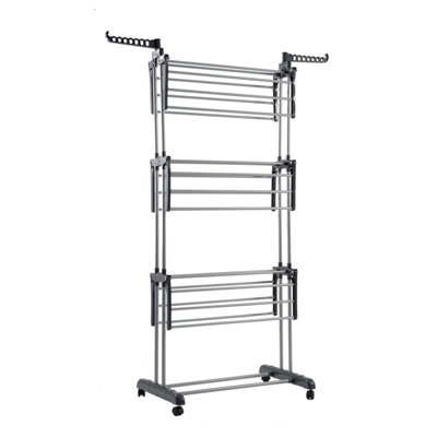 AMOS Clothes Rack 4-Tier Foldable Drying Stand with Wheels Indoor & Outdoor