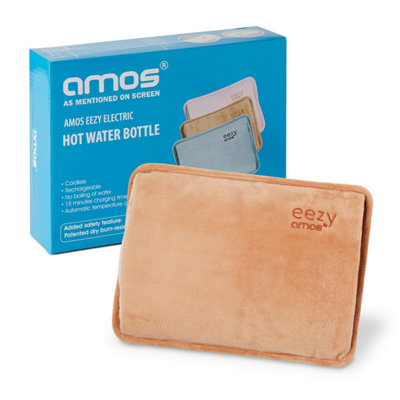 AMOS Eezy Rechargeable Electric Hot Water Bottle Bed Warmer with Hand Heat Pad Glove - Coffee