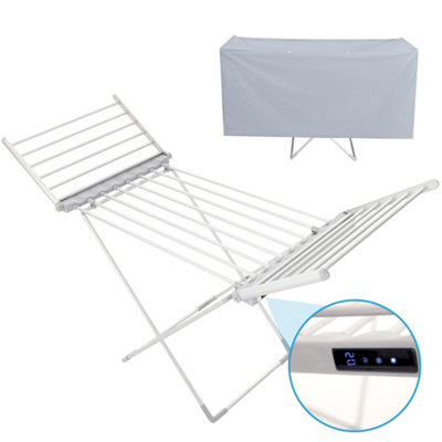 AMOS Electric Heated Clothes Airer with Digital Control Display, Thermostat, & Timer Foldable Indoor Drying Rack