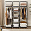 AMOS Fabric Canvas Wardrobe with Zipped Doors Closet Storage With Shelves Grey