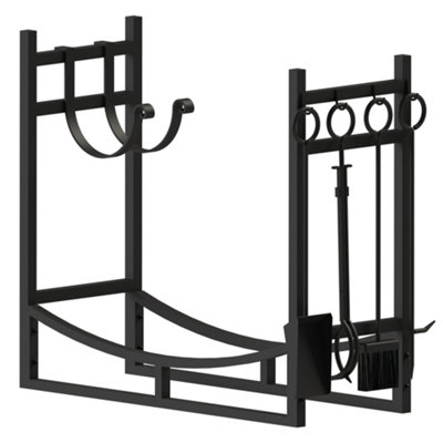 Jim Levy  4P + Log Rack/Stand Fireplace Tool Set - FLOOR MODEL - PICKUP ONLY main image 1