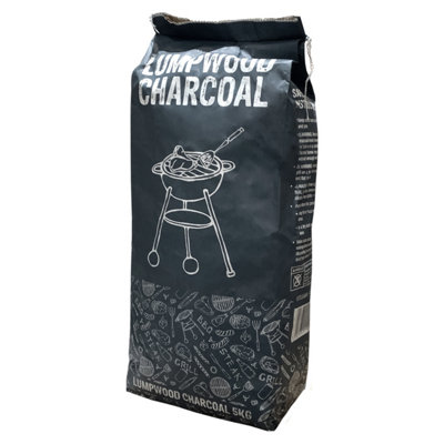 AMOS Lumpwood Charcoal Hardwood Easy Light BBQ Fuel - 5KG Bag