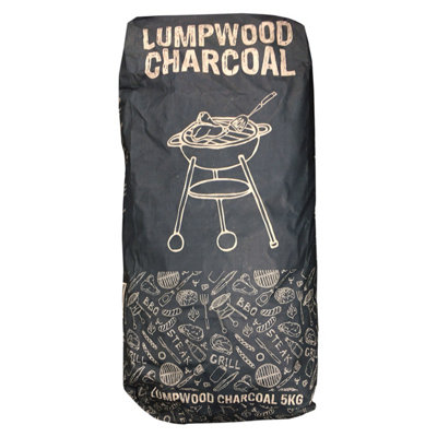 AMOS Lumpwood Charcoal Hardwood Easy Light BBQ Fuel - 5KG Bag