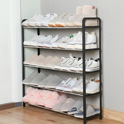 AMOS Metal 5-tier Shoe Rack Organiser - Black & Silver