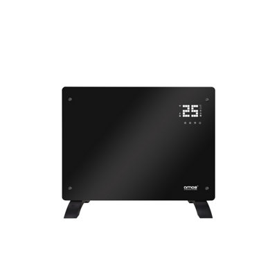 AMOS Smart Electric Glass Panel Heater 1500W Wifi Enabled Digital Display Timer & Thermostat Freestanding or Wall Mounted Black Price Comparisons | Compare The Build