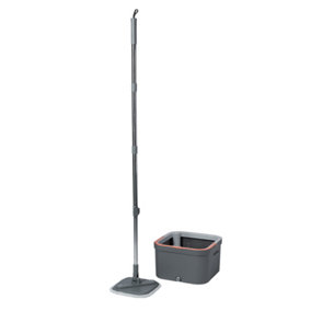 AMOS Spin Mop & Bucket Set - Self Cleaning, Rotating Mop with 3X Microfiber Mop Heads
