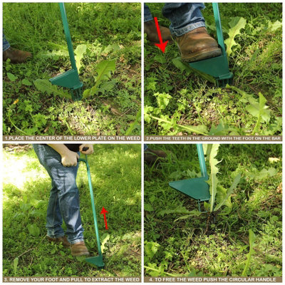 AMOS Steel Weed Puller Claw Lawn Weeder Root Remover Killer Grabber Long Handled Garden Tool