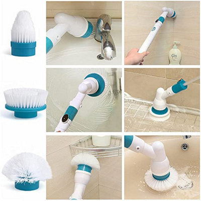 Cordless Scrubber Rechargeable Shower Cleaning Brush 6 Replaceable Cleaning  Heads Multi-Purpose for Cleaning Tub Tile