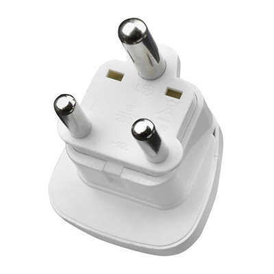 AMOS Universal UK USA EU AU to 3 Pin South Africa Travel Plug Adaptor Adapter - White - 3