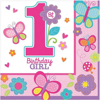 Amscan 1st Birthday Disposable Napkins (Pack of 16) Multicoloured (One Size)