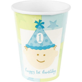Amscan 1st Birthday Party Cup (Pack of 8) White/Yellow/Blue (One Size)