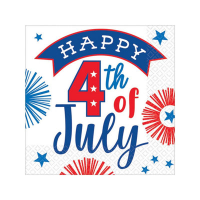 Amscan 2 Ply 4th of July Napkins (Pack of 16) White/Red/Blue (One Size)