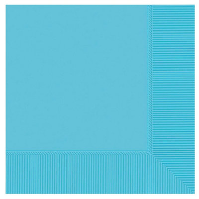 Amscan 2 Ply Ribbed Disposable Napkins (Pack of 20) Caribbean Blue (One Size)