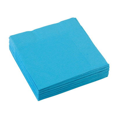 Amscan 2 Ply Ribbed Disposable Napkins (Pack of 20) Caribbean Blue (One Size)