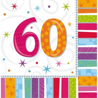 Amscan 60th Birthday Napkins (Pack of 16) Multicoloured (One Size)