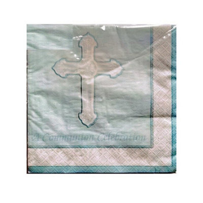 Amscan A Communation Celebration Disposable Napkins (Pack of 16) Blue/White (One Size)