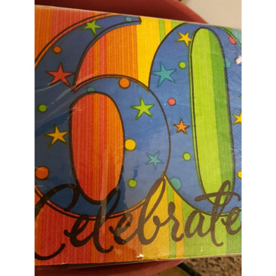 Amscan A Year To Celebrate 60th Napkins (Pack of 16) Orange/Blue/Green (One Size)