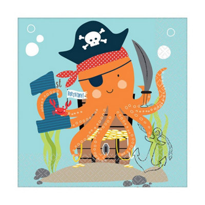 Amscan Ahoy 1st Birthday Disposable Napkins (Pack of 16) Multicoloured (One Size)
