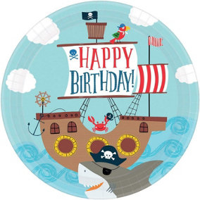 Amscan Ahoy Paper 1st Birthday Plate (Pack of 8) Light Blue/Multicoloured (One Size)