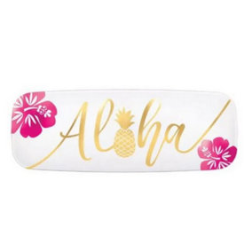 Amscan Aloha Plastic Hot Stamped Long Platter White/Gold/Pink (One Size)