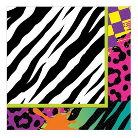 Amscan Animal Print 80s Disposable Napkins (Pack of 16) Multicoloured (One Size)