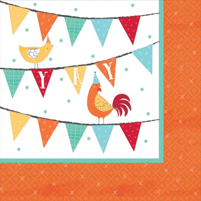 Amscan Barnyard Birthday Napkins (Pack of 16) Multicoloured (One Size)
