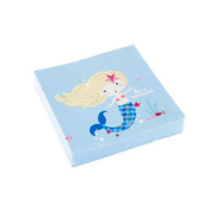 Amscan Be A Mermaid 2 Ply Napkins (Pack of 20) Blue (One Size)