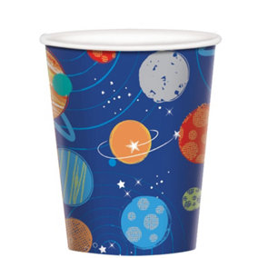 Amscan Blast Off Birthday Disposable Cup (Pack of 8) Blue/Orange/Red (One Size)