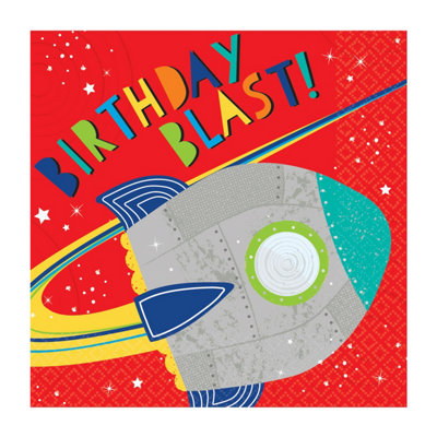 Amscan Blast Off Birthday Napkins (Pack of 16) Multicoloured (One Size)