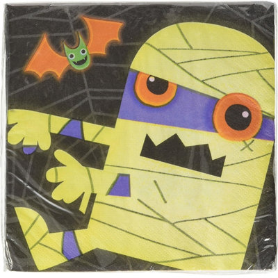 Amscan Boo Crew Mummy Napkins (Pack of 16) Black/Yellow (One Size)