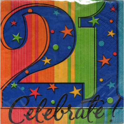 Amscan Celebrate 3 Ply 21st Birthday Napkins (Pack of 16) Multicoloured (One Size)