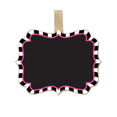 Amscan Chalk Board Tea Party Chalkboard Sign (Pack of 8) Black/White/Pink (One Size)