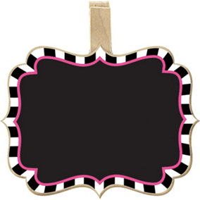 Amscan Chalk Board Tea Party Chalkboard Sign (Pack of 8) Black/White/Pink (One Size)